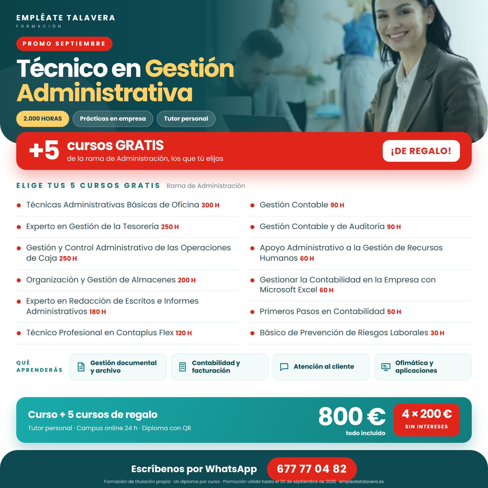 Pack Administrativo + 5 Cursos extra