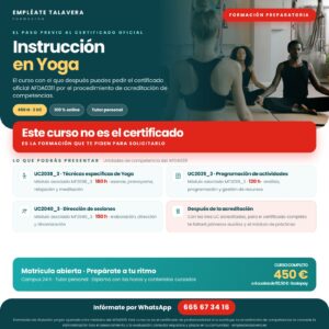 Instrucción de Yoga. Ajustado a AFDA0311 – Instrucción en Yoga.