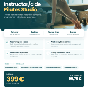 INSTRUCTOR/A DE PILATES STUDIO CON MÁQUINAS 300h