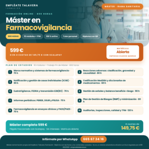 MASTER EN FARMACOVIGILANCIA 800H